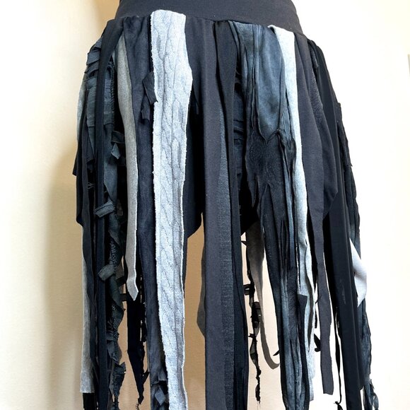 Gray Mummy Skirt Size Small Medium Fringe Top Cosplay Costume Tattered Torn Goth - Picture 3 of 15